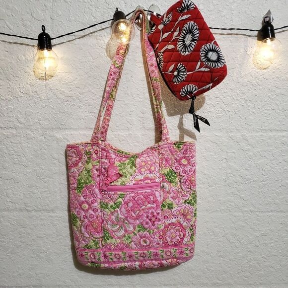 Vera Bradley Handbags - Vera Bradley Mix Print Bundle Bag & Makeup Case